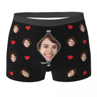 Boxer Briefs Shorts Panties Custom Love Heart Girlfriend Face Boxer Brief Valentine's Day Gifts For Him Man Underwear