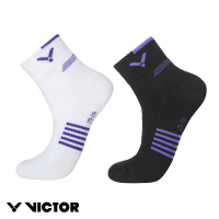 【VICTOR 勝利體育】運動中性襪 低筒襪、無止滑襪(C-5107 A白紫/C黑紫)