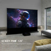 120 Inch ALR Projector Screen Motorized Floor Self-Rising 16:9 Projection Screen for 4K Ultra Short Throw Laser Projector