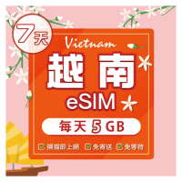 【環亞電訊】eSIM越南07天（軍用電信）每天5GB(eSIM 24H自動發貨 免等待免換卡 軍用電信 越南 越南網卡)