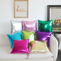 【HOT stock Pillowcase】 9 Colors 45x45cm Metallic Shine Solid Color Pillowcase PU Foil Hotel Bedroom 