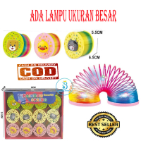 Mainan Rainbow Spring Slinky Magic Warna Pelangi Ada Lampu - Mainan Per Spring Cincin