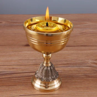 Pure Copper Oil Lamp Lamp Household Sacred Table for Buddha Buddha Lamp Scented Oil Lamp Buddha Table Old-fashioned Lamp Holder