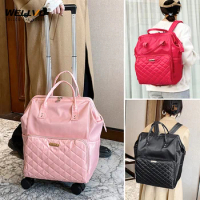 Women Trolley Bags With Wheel Boarding Bag Detachable Travel Luggage Bag Nylon Backpacks Solid Duffle Shopping Bags XA759ZC