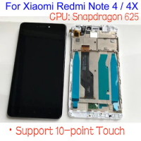 MTK Helio X20 / Snapdragon 625 Global 32GB/64GB LCD Display Touch Screen Digitizer Assembly + frame For Xiaomi Redmi Note 4 4X