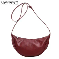 Women Small Crossbody Bag Leather Shoulder Dumpling Bag Casual Satchel Hobo Bag Versatile Half Moon Bag Daily Dating Purse