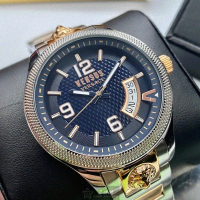 【VERSUS】VERSUS凡賽斯男女通用錶型號VV00262(寶藍色錶面銀錶殼金銀相間精鋼錶帶款)