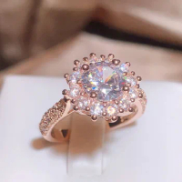New Ring for Women Rose Gold Zircon Adjustable Ring Fashion Party Jewelry 925 Engagement Ring Rose Gold Couples Ring
