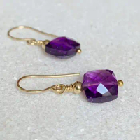 Gold amethyst earrings / Purple amethyst earrings / Amethyst jewellery / Gift for her