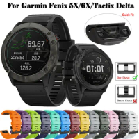 26MM Quick Release EasyFit Silicone Watch Wrist Band Straps For Garmin Fenix 6X Pro 5X Plus Tactix Delta Wirstband Bracelet