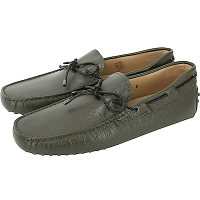 TOD S Gommino Driving 編織綁帶豆豆鞋(男鞋/墨綠)
