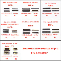 2pcs 30 40 50 60 Pin LCD Screen Usb Charging Battery FPC Connector On Board For Xiaomi Redmi 10/10A/10C/Note 10 Pro 4G/Note10 5G