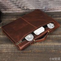 適用Macbook Air 13.3英寸保護套復古頭層牛皮蘋果筆記本殼電腦包