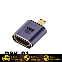 Mini HDTV Male to HDMI-compatible 2.1 Female Extension Adapter 360 Degree Angled U-shaped Converter 4K 8K 60Hz