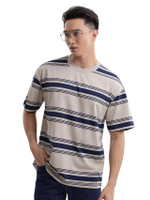 เสื้อยืดผู้ชาย Loose Striped T-Shirt สีเบจ