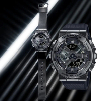 【CASIO 卡西歐】G-SHOCK 百搭酷黑時尚 金屬錶殼 人氣雙顯 _48.8mm(GM-110BB-1A)
