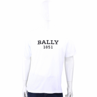 BALLY 字母縫線補丁白色棉質短袖TEE T恤(男/女可穿)