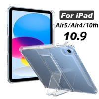 For iPad 10th Generation Case 2022 Fall-proof Transparent Pen Slot for iPad Air 5 Air 4 10.9 with Bracket Shell tablet TPU Soft