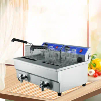 20L Electric Deep Fryer Dual Tank Frying Machine Stainless Steel Fried Chicken Grill French Fries Frying Machine Oven Hot Pot