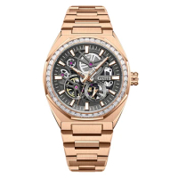BONEST GATTI Men Automatic Watch Luxury Mechanical Wristwatch 50M Waterproof Sapphire Luminous Hollow Out Dial Crystal Bezel