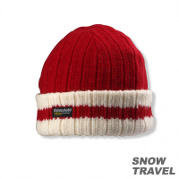 【SNOW TRAVEL】3M防風透氣保暖羊毛帽 條紋摺邊(紅色)