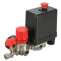 240V 7.25-125 PSI with Gauge Air Compressor Pump Pressure Control Switch 4 Port Air Pump Control Valve