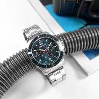 【WENGER 威戈】Seaforce 海神 三眼計時 潛水錶 日期 防水200米 不鏽鋼手錶 藍綠色 43mm(01.0643.115)