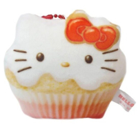 【小禮堂】Hello Kitty 絨毛吊飾 玩偶吊飾 玩偶鑰匙圈 包包吊飾 《白 杯子蛋糕》