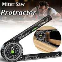 Woodworking Scale Mitre Saw Protractor 360° Angle Level with Pencil Carpenter Angle Finder Measuring Ruler Meter Gauge Tools
