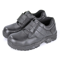 【GREEN PHOENIX 波兒德】男鞋 安全鋼頭鞋 專業機能工作鞋 寬楦 沾黏 真皮(黑色)