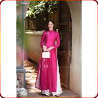 ♝Áo dài cách tân, áo dài giáo viên, áo dài cô giáo vải tơ gân thêu cao cấp 4 tà - Shop áo dài Ngọc D