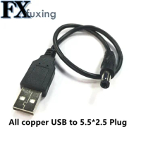 Copper Usb Power Boost Line Dc 5.5*2.5 Step Up Module Usb Converter Adapter Cable 2.5x5.5mm Plug USB To 5525 Charging Cable 1M