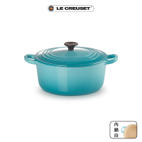 【Le Creuset】琺瑯鑄鐵鍋圓鍋22cm(加勒比海藍)