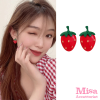 【MISA】S925銀針耳環 草莓耳環/韓國設計S925銀針可愛甜心小草莓造型耳環(紅)