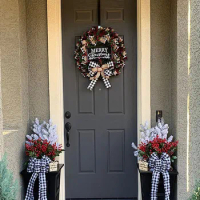 Christmas Door Hanging Wreath Seasonal Welcome Sign Front Door Decoration for Friend Family Neighbors Gift SNO88