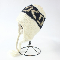 單秋冬女士時尚羊毛帽子手工編織毛線帽女加絨加厚保暖護耳帽1入