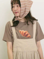 【SM2】MAISON KAYSER聯名-多種麵包圖案印花短袖T恤-深咖啡色