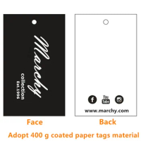 Custom Grade A Coated paper price tags dress/shirt/pants black swing Hang tag 45 mm * 75 mm
