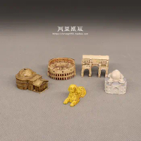 Medieval Rome Castle Miniature Figurine Ancient Architecture Egyptian Pyramid Pantheon Arena Arc De Triomphe Decor Model Toys