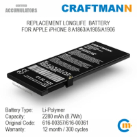 Craftmann Battery 2280mAh for APPLE iPHONE 8 A1863/A1905/A1906 (616-00361/616-00357)