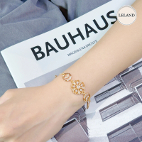 LELAND Gelang Wanita Titanium Anti Luntur Emas Gelang Zirkon Gelang serut Bracelets Perhiasan Elegan