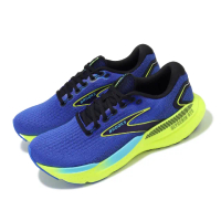 【BROOKS】慢跑鞋 Glycerin GTS 21 男鞋 藍 螢光綠 回彈 透氣 甘油系列 路跑 運動鞋(1104201D429)