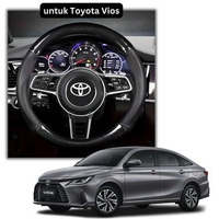 no brand Sarung Setir Mobil untuk Vios Cover Stir Mobil Vios Desain Sporty Kulit Carbon Vios Black