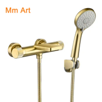 Golden Constant Temperature Shower Shower Head Set Household Shower Head Set Shower Head Shower Brushed Gold