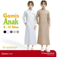 InsanMosleem - Gamis Jubah Anak Laki-Laki Koko gamis Anak 12 tahun Putih