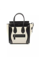 Celine 二奢 Pre-loved Celine luggage micro shopper Handbag tote bag leather off white black