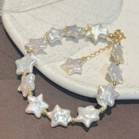 New Arrival Star Shape Bracelet 14K Gold Filled Natural Star Baroque Freshwater Pearl Bracelet Original Personalized Jewelry