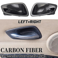 Black Beige Carbon Fiber Style Inner Interior Door Handle Bowl Cup Cavity Cover Trim For BMW 3 Serie