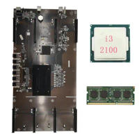 ETH80 B75 BTC Miner Motherboard+DDR3 4G 1600Mhz RAM+I3 2100 CPU 8XPCIE 16X LGA1155 Support 1660 2070 3090 Graphics Card
