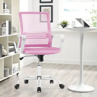 OLIXIS Home Office Desk Chair with Ergonomic Lumbar Support and Armrest, Swivel Rolling, Mid Back（Pink/Grey）optional